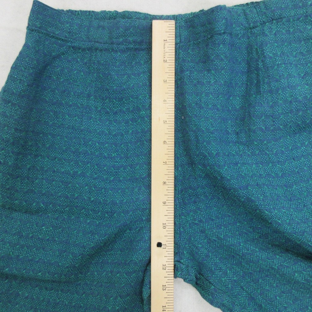 FLAX Womens Linen Pants Size Small Blue Green Jacquard Tapered - Picture 5 of 13